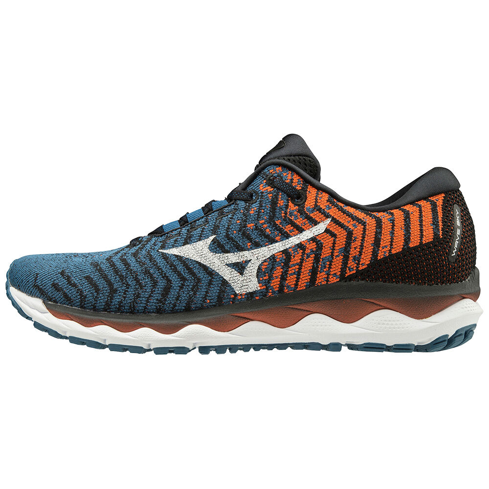 Scarpe Running Mizuno WAVE SKY WAVEKNIT 3 Uomo - Blu/Bianche/Marroni - 71926-ABJR